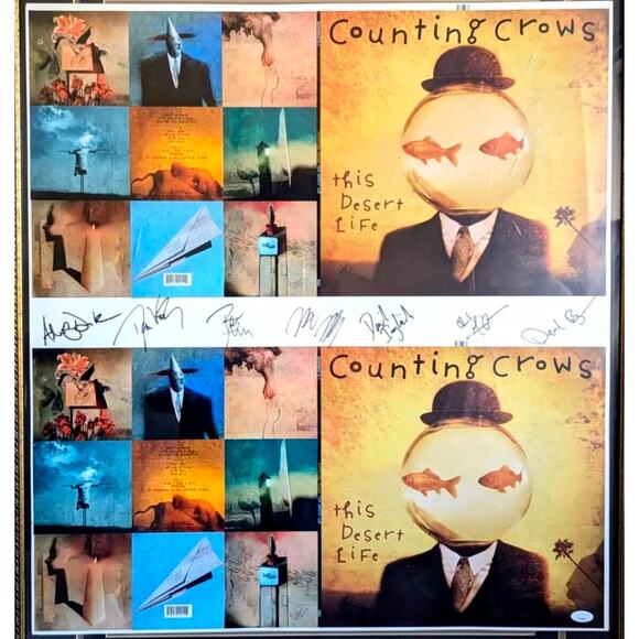 Counting Crows Band SIGNED 1990's Uncut LP Sleeve THIS DESERT LIFE 28" ⭐ COA LOA - Picture 1 of 13